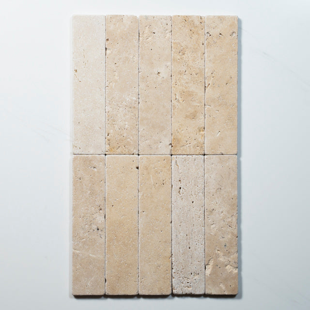 Tumbled Natural Beige Travertine Subway Tile 50mm x 200mm