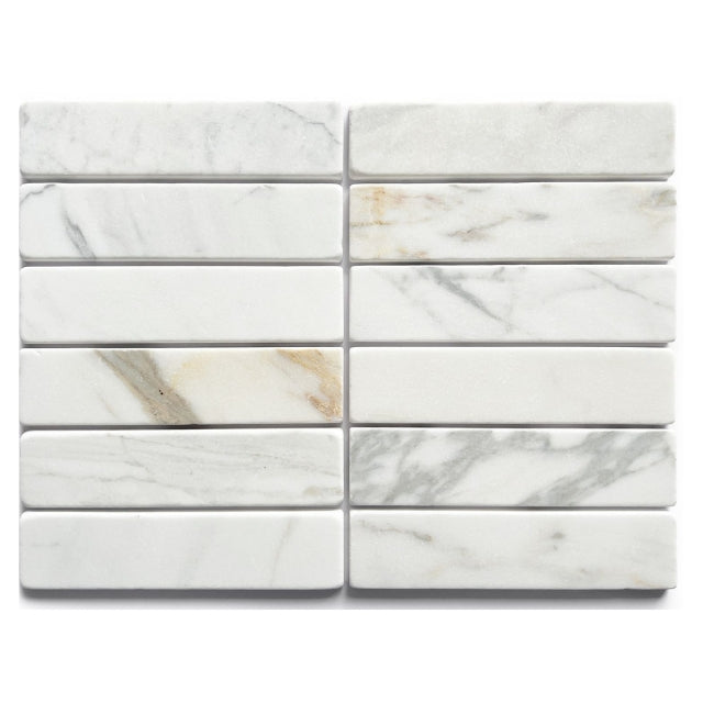 Tumbled Natural Calacatta Gold Marble Subway Tile 50mm x 200mm