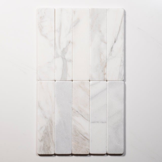 Tumbled Natural Calacatta Gold Marble Subway Tile 50mm x 200mm