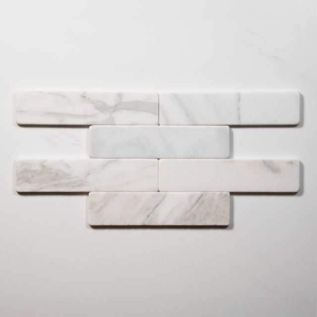 Tumbled Natural Calacatta Gold Marble Subway Tile 50mm x 200mm