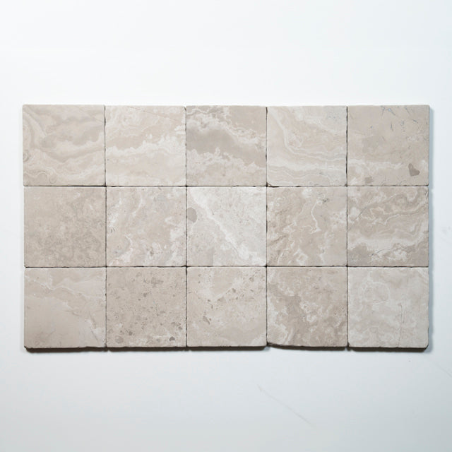 Tumbled Natural Grey Woodstone Square Tile 100mm x 100mm