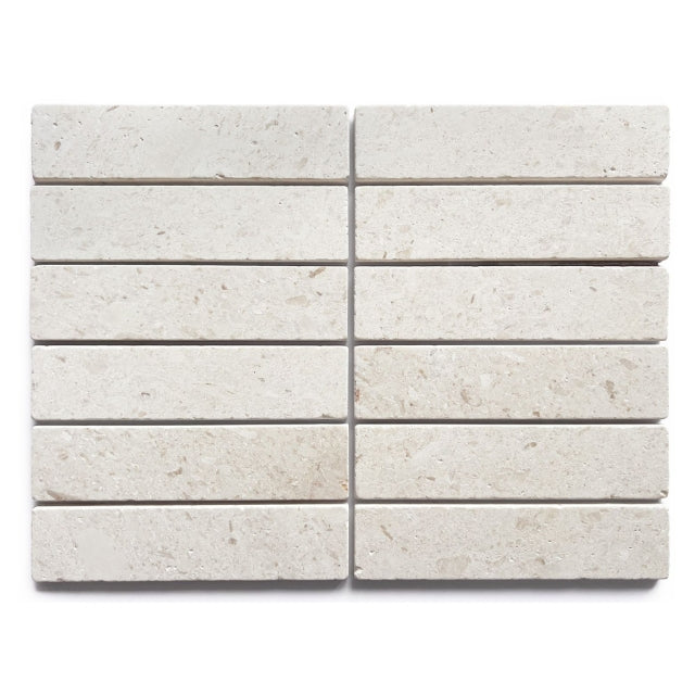 Tumbled White Natural Limestone Subway Tile 50mm x 200mm