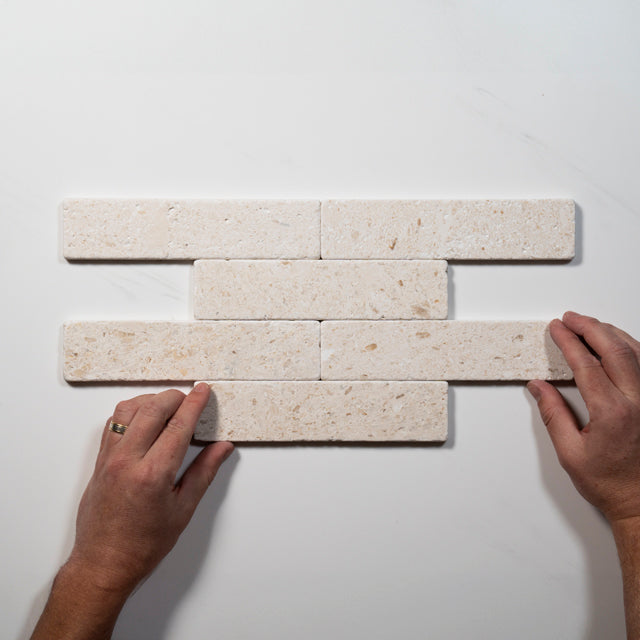 Tumbled White Natural Limestone Subway Tile 50mm x 200mm