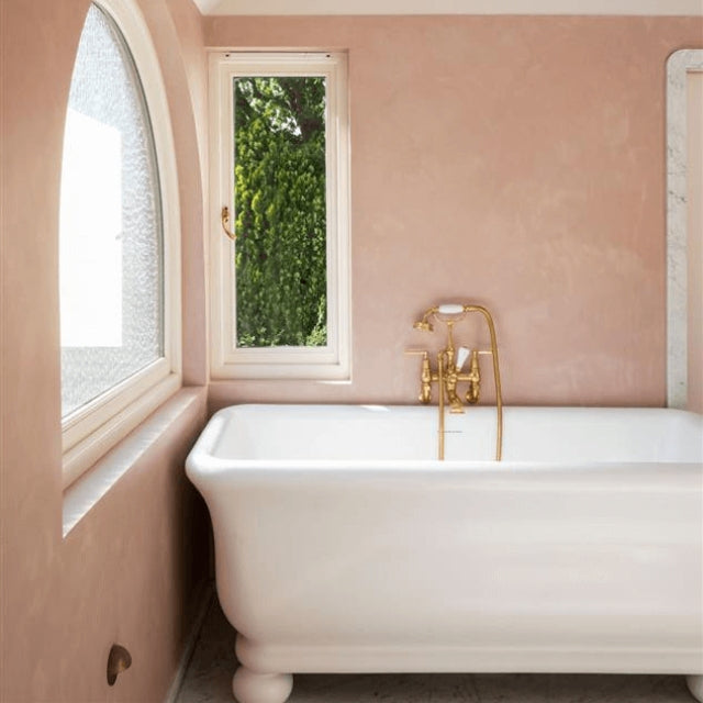 Turner Hastings Kirkham Ball 160 TitanCast Bath - Satin Silk in Mediterranean bathroom.  Period style baths at The Blue Space