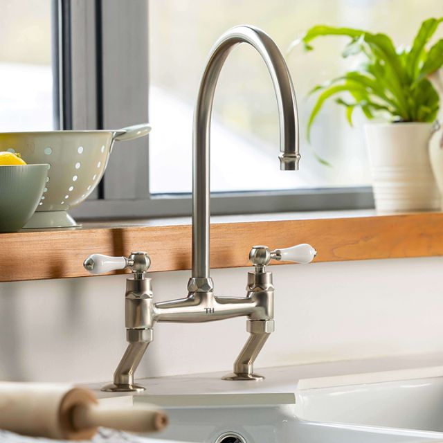 Turner Hastings Ludlow Bridge Mixer Tap - Brushed Nickel