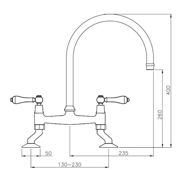 Turner Hastings Ludlow Bridge Mixer Tap - Brushed Nickel
