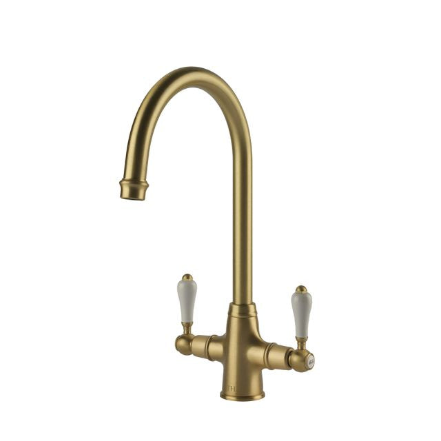 Turner Hastings Ludlow Double Sink Mixer - Brushed Brass