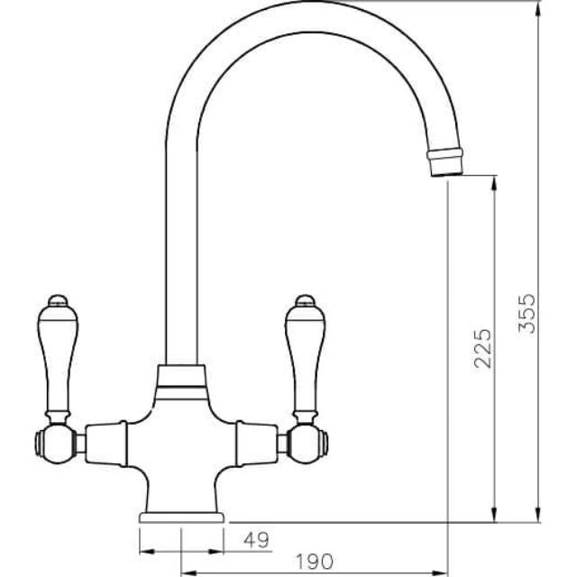 Turner Hastings Ludlow Double Sink Mixer - Brushed Nickel