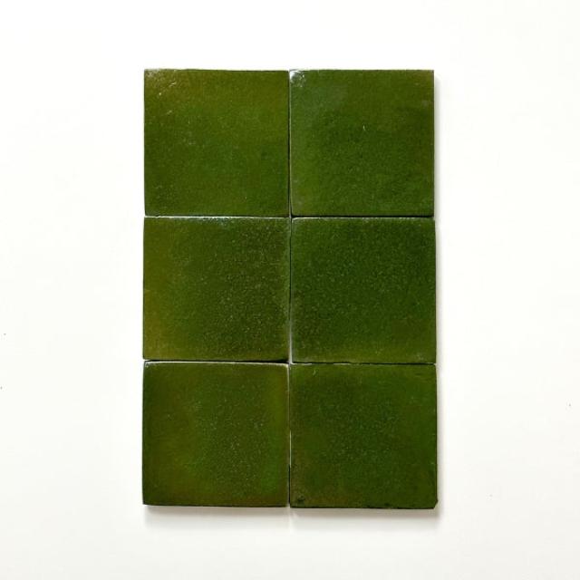 Green Evelyn Handmade Zellige 100 x 100 x 12mm
