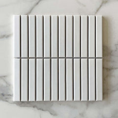 Ava Kit Kat Porcelain Mosaic 300 x 296 x 6mm Satin White