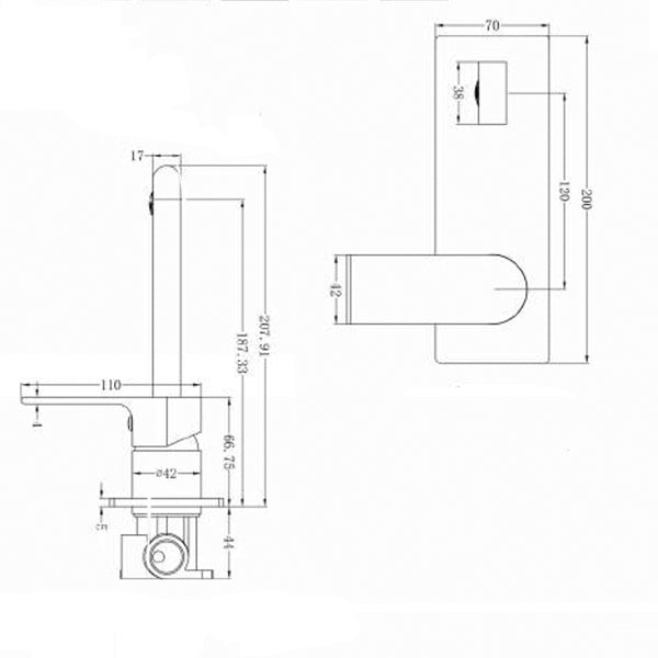 Nero Bianca Wall Basin/Bath Mixer 230mm Gun Metal