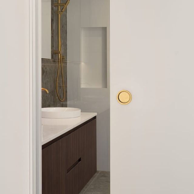 Zanda Round Cavity Sliding Passage Door Handle Kit Satin Brass