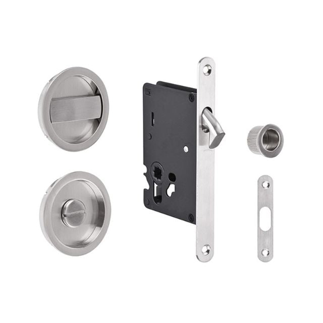 Zanda Visca Round Sliding Privacy Kit Brushed Nickel