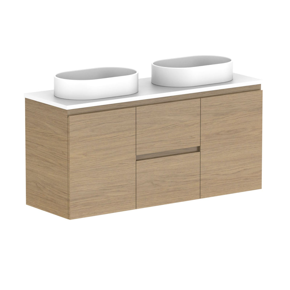 ADP Glacier Lite Ensuite Door and Drawer Twin Vanity with Cherry Pie Top