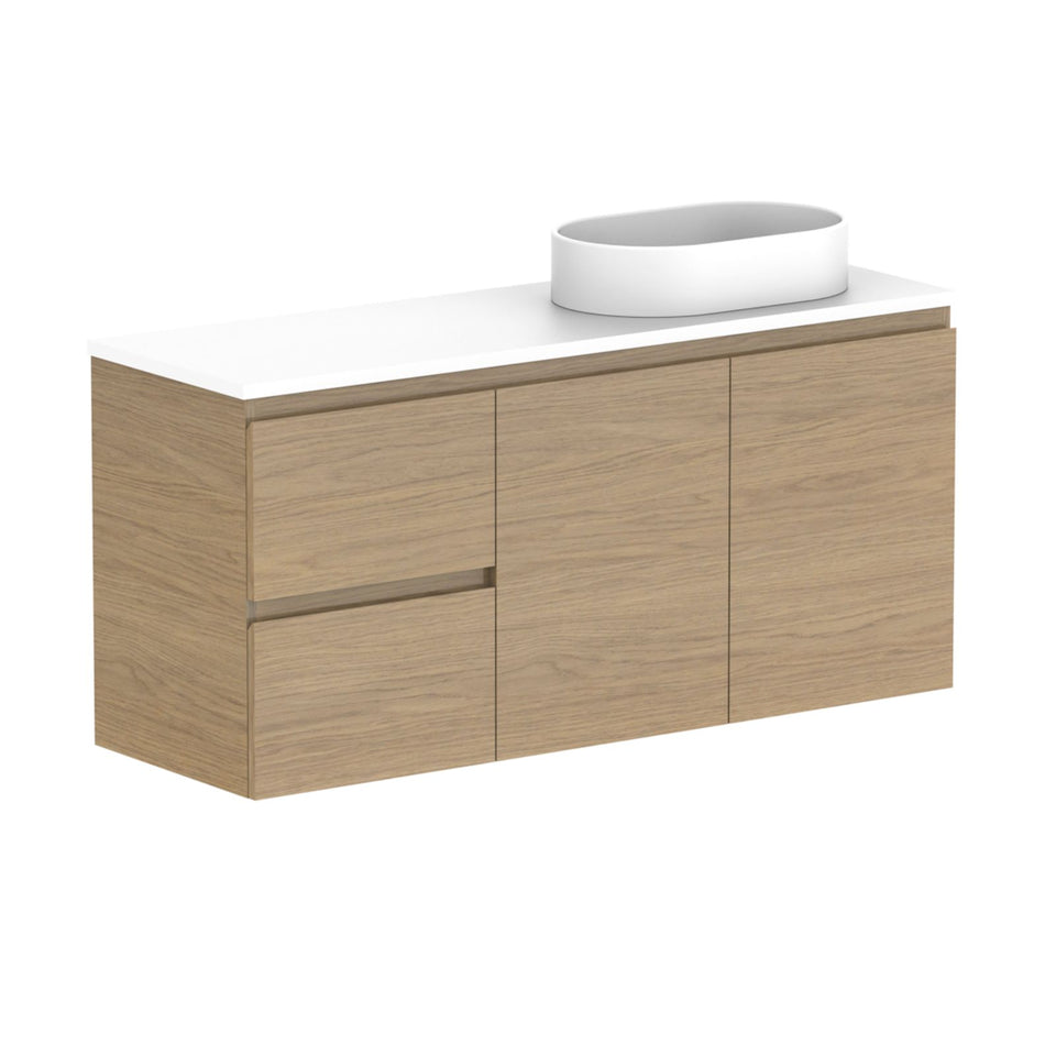 ADP Glacier Lite Ensuite Door and Drawer Twin Vanity with Cherry Pie Top