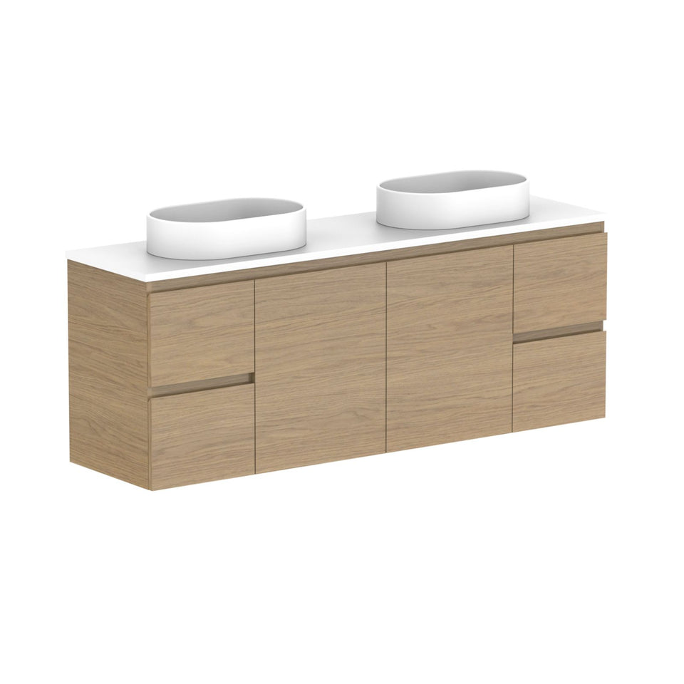 ADP Glacier Lite Ensuite Door and Drawer Twin Vanity with Cherry Pie Top