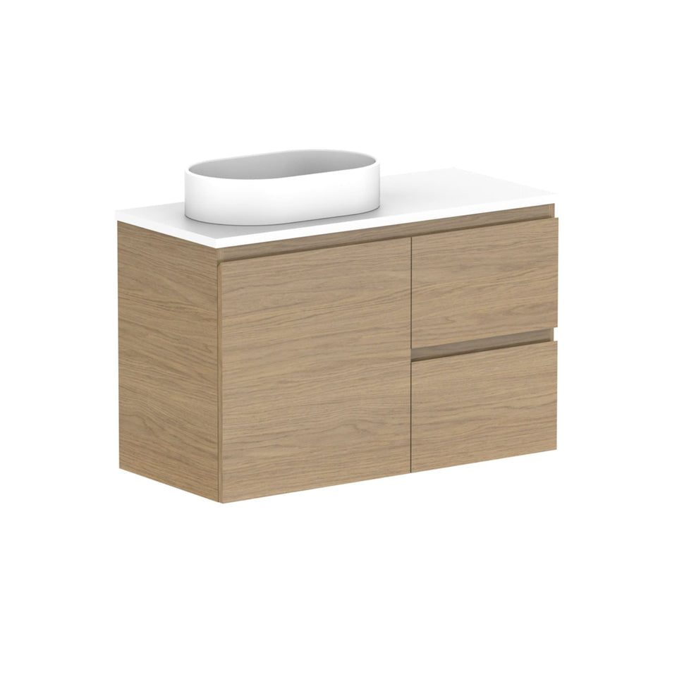 ADP Glacier Lite Ensuite Door and Drawer Twin Vanity with Cherry Pie Top