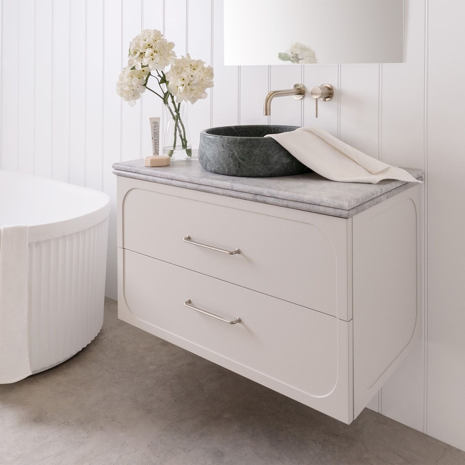 Lifestyle ADP Madden Wall Hung Vanity with Manor Cherry Pie Benchtop MADFAW0750WHCCP - The Blue Space