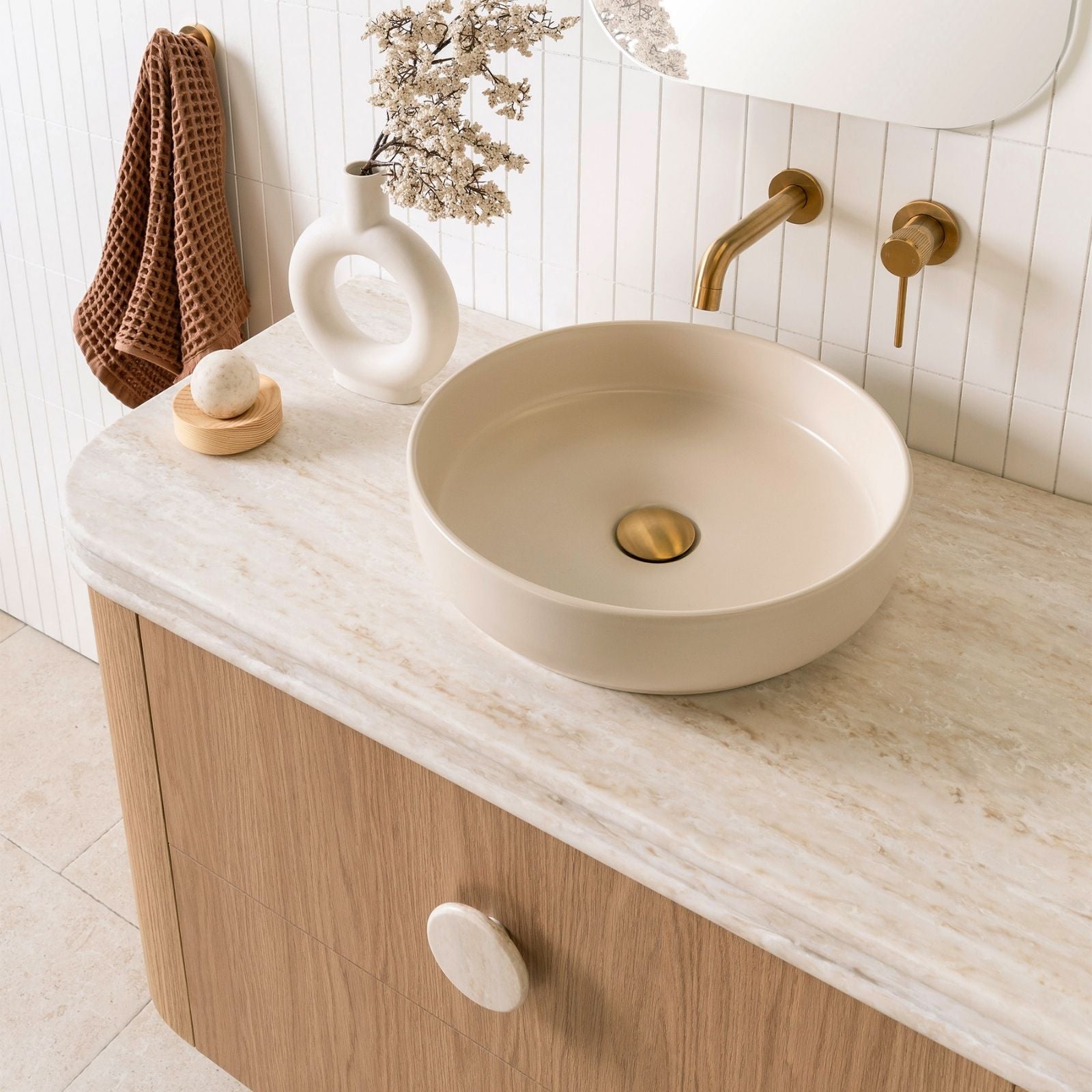 Lifestyle ADP Monroe 400mm Above Counter Basin Matte Ivory TOPCMNR400MI - The Blue Space