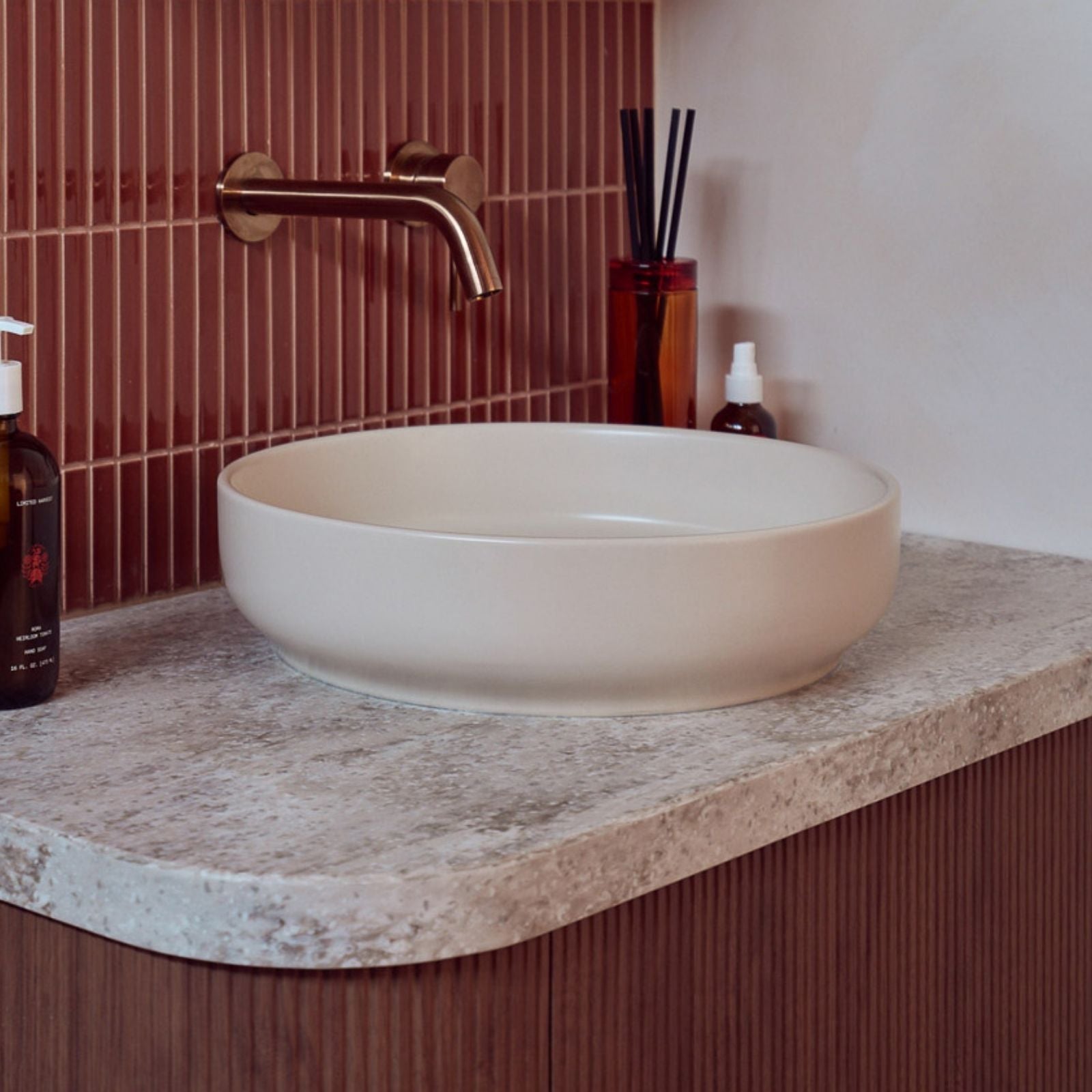 Lifestyle ADP Monroe 400mm Above Counter Basin Matte Ivory TOPCMNR400MI - The Blue Space