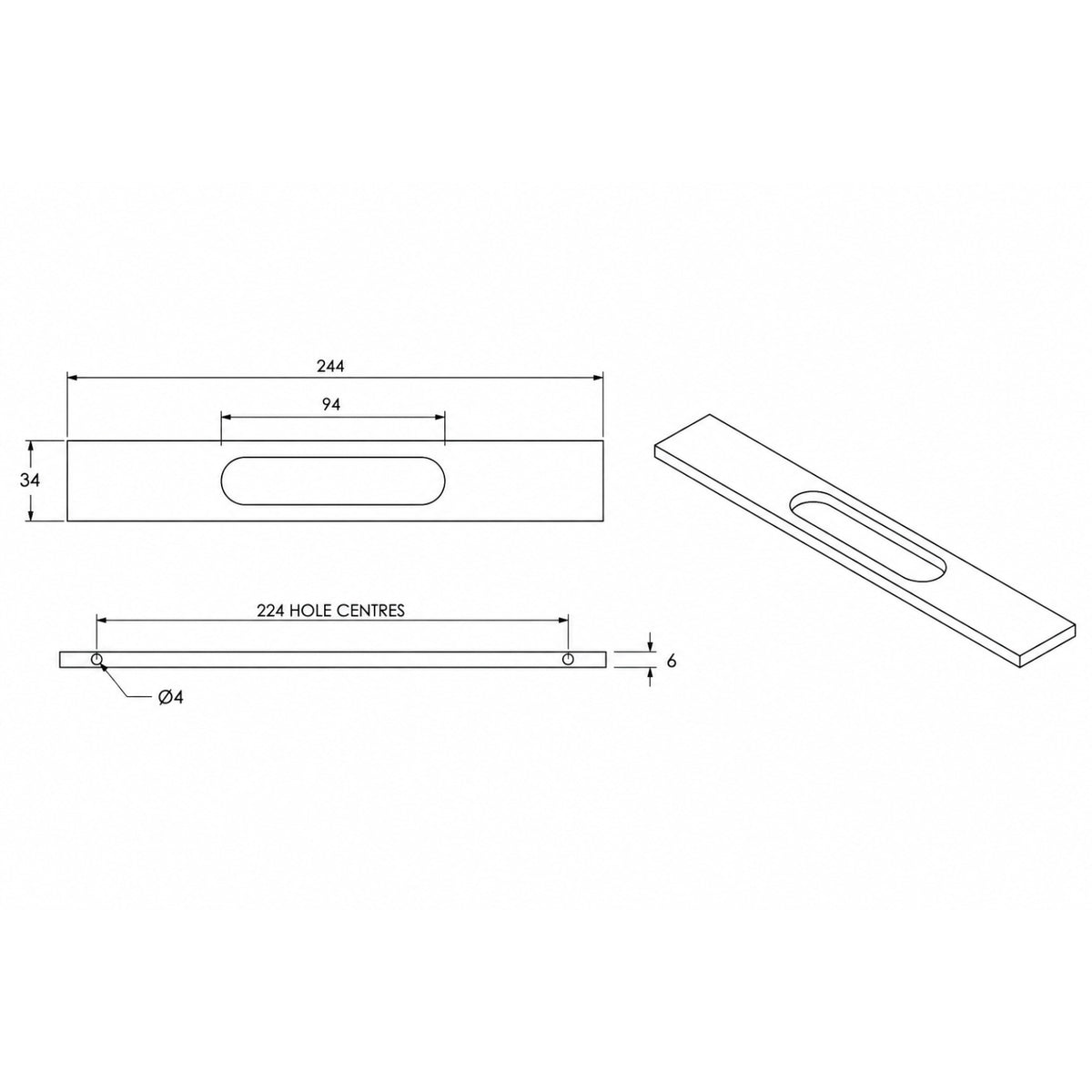 Line Drawing ADP Orbit Standard Handle Chrome  HANDORBIT224CHR - The Blue Space