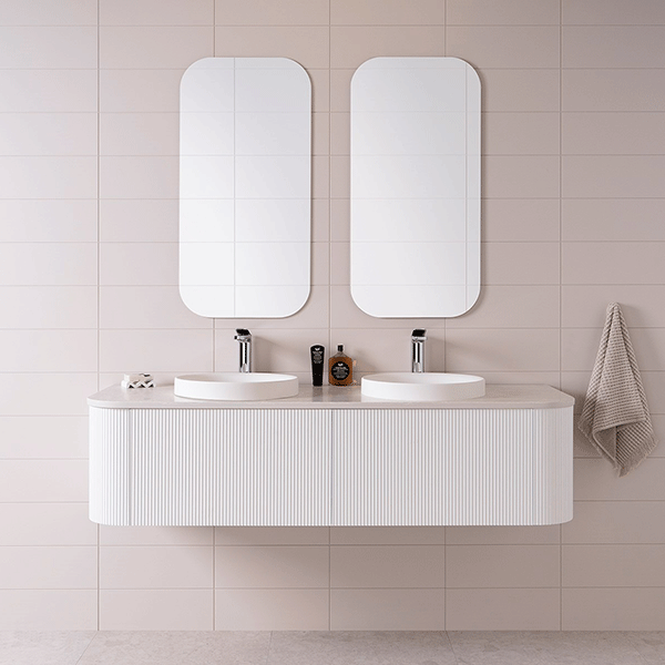 ADP Waverley ultra matte white wall hung vanity 1800mm double bowl online at The Blue Space