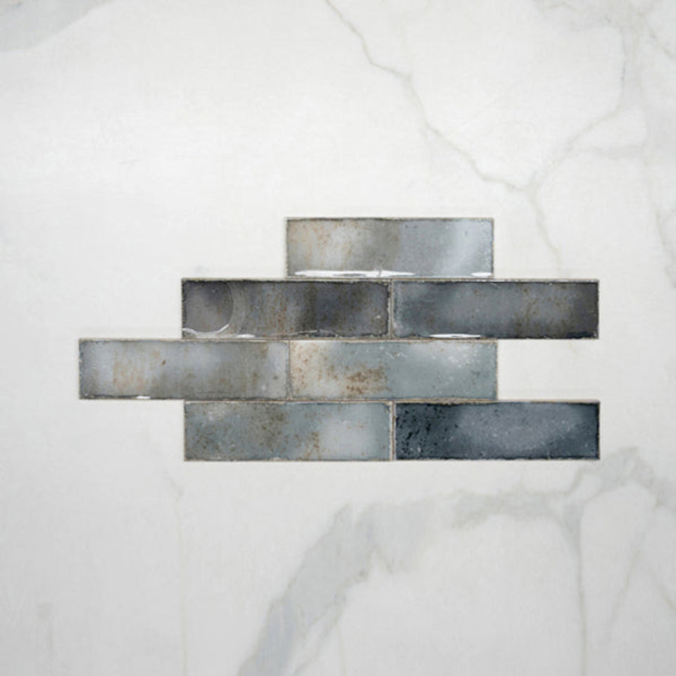 Anthracite Grey Leon Spanish Subway Tile Gloss 69 x 240mm Ceramic