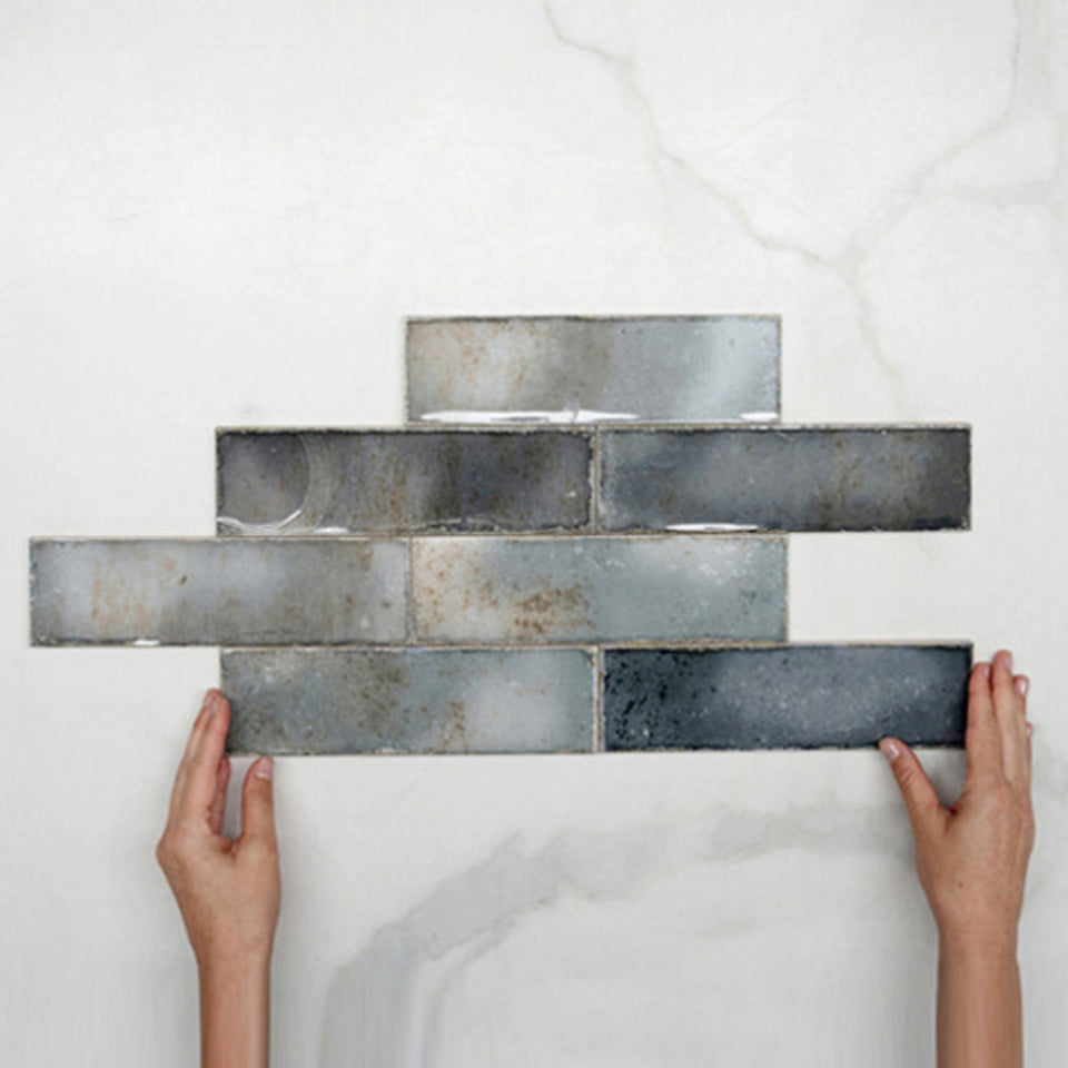 Anthracite Grey Leon Spanish Subway Tile Gloss 69 x 240mm Ceramic