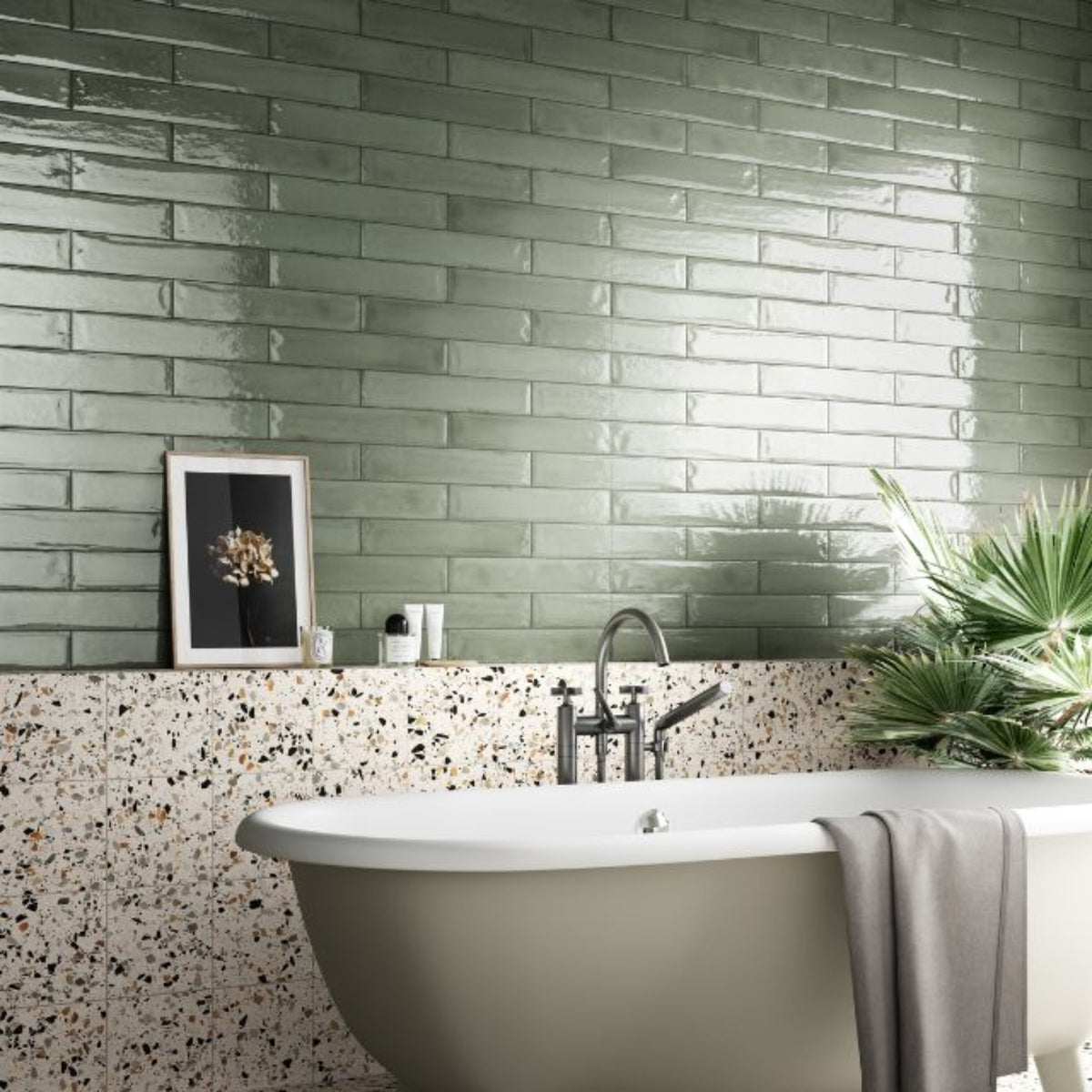 Lifestyle Aqua Theo Subway Tile 75 x 400mm Italian Porcelain 75FRAVEBR - The Blue Space