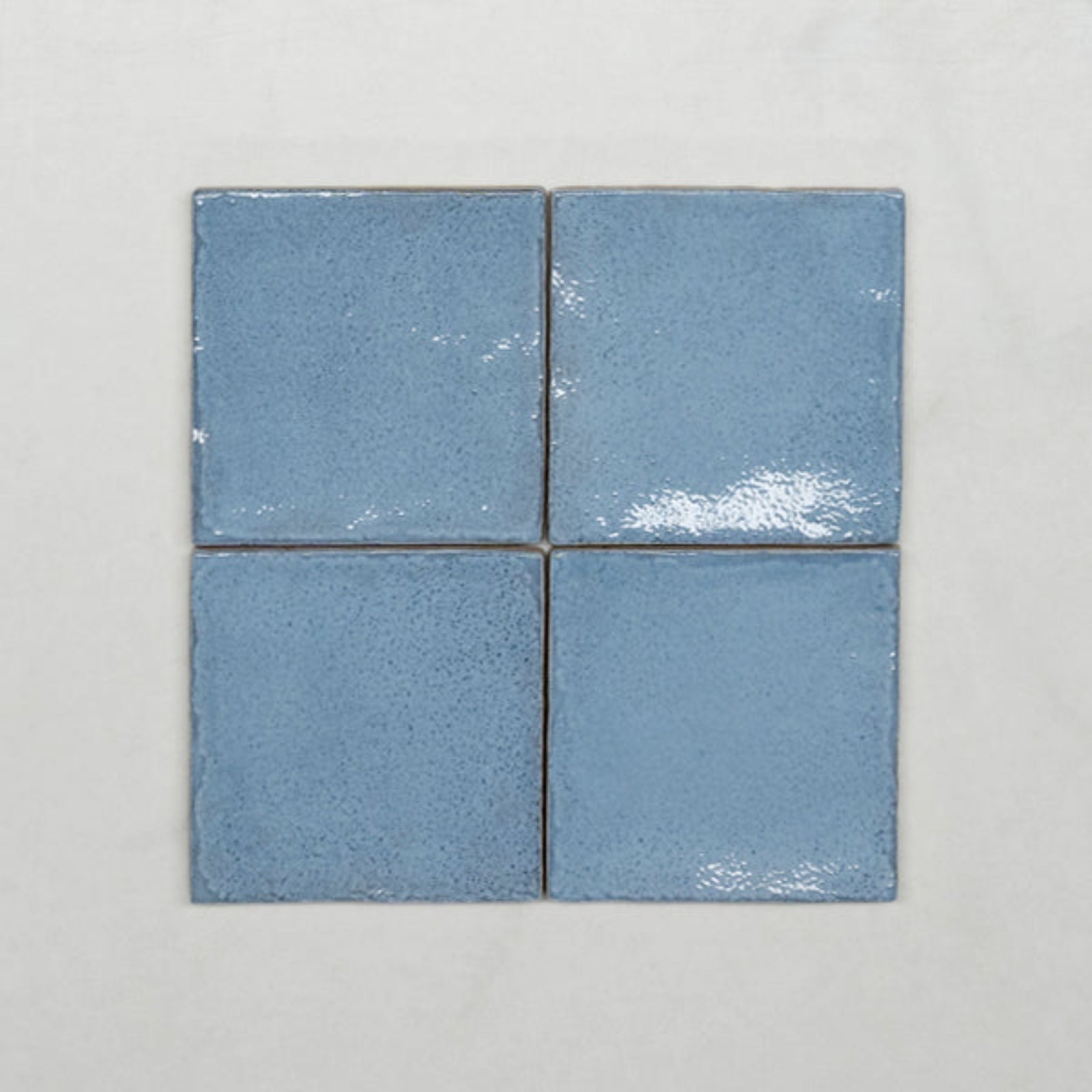 No Hand Ash Blue Dianna Zellige Tile 100 x 100 x 9mm Spanish Ceramic  - The Blue Space