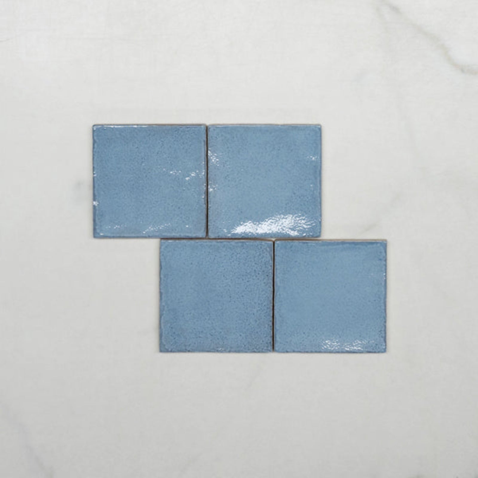 Pattern No Hand Ash Blue Dianna Zellige Tile 100 x 100 x 9mm Spanish Ceramic  - The Blue Space