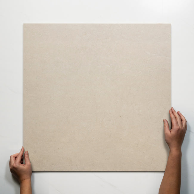 Single With Hand Avedon Chalk Limestone Look Porcelain Tile P3 600×600mm PROCHA4 - The Blue Space