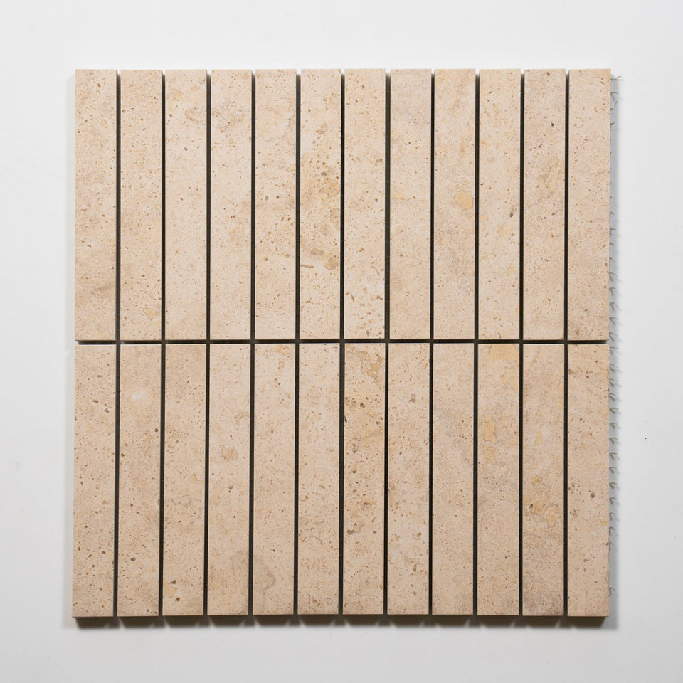 Avorio Cream Travertine Look Matte Porcelain Kit Kat Mosaic Tile