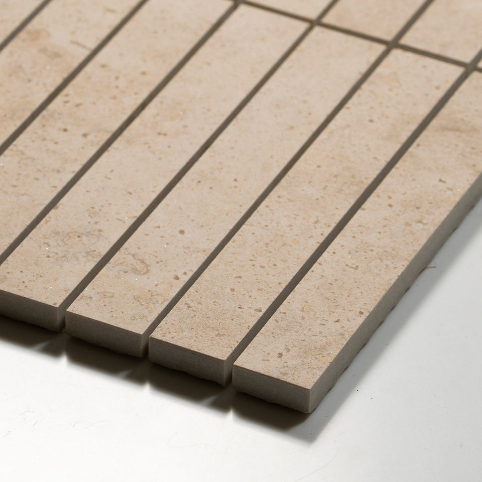 Avorio Cream Travertine Look Matte Porcelain Kit Kat Mosaic Tile