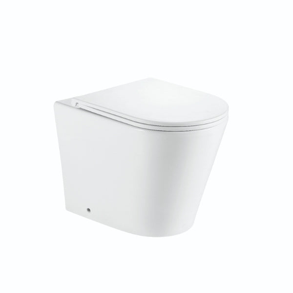 Bao Elegant Rimless Wall Faced Toilet Pan, Seat, Connector - Gloss White BAOWFP10UC - The Blue Space