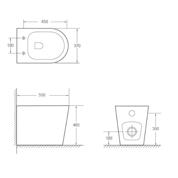 Bao Elegant Rimless Wall Faced Toilet Pan + Seat