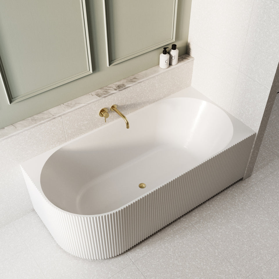 Bao Fluted 1500mm Back to Corner Bath - Matte White