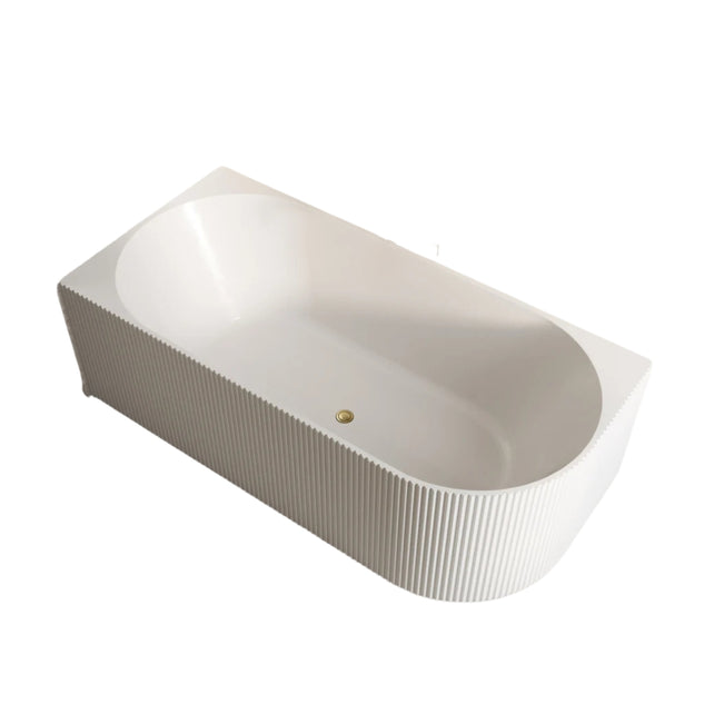 Bao Fluted 1700mm Back to Corner Bath - Matte White BAO100217L - The Blue Space