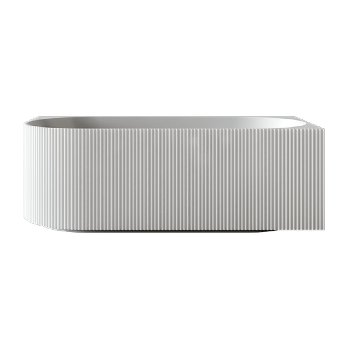 Side View Bao Fluted 1700mm Back to Corner Bath - Matte White BAO100217L - The Blue Space