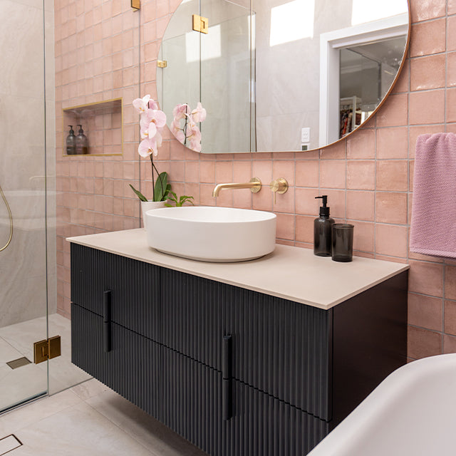 Lifestyle Bao Pill 500mm Above Counter Basin in Matte White - The Blue Space