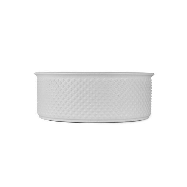 Bao Round 380mm Above Counter Diamond Embossed Basin - Matte White Textured