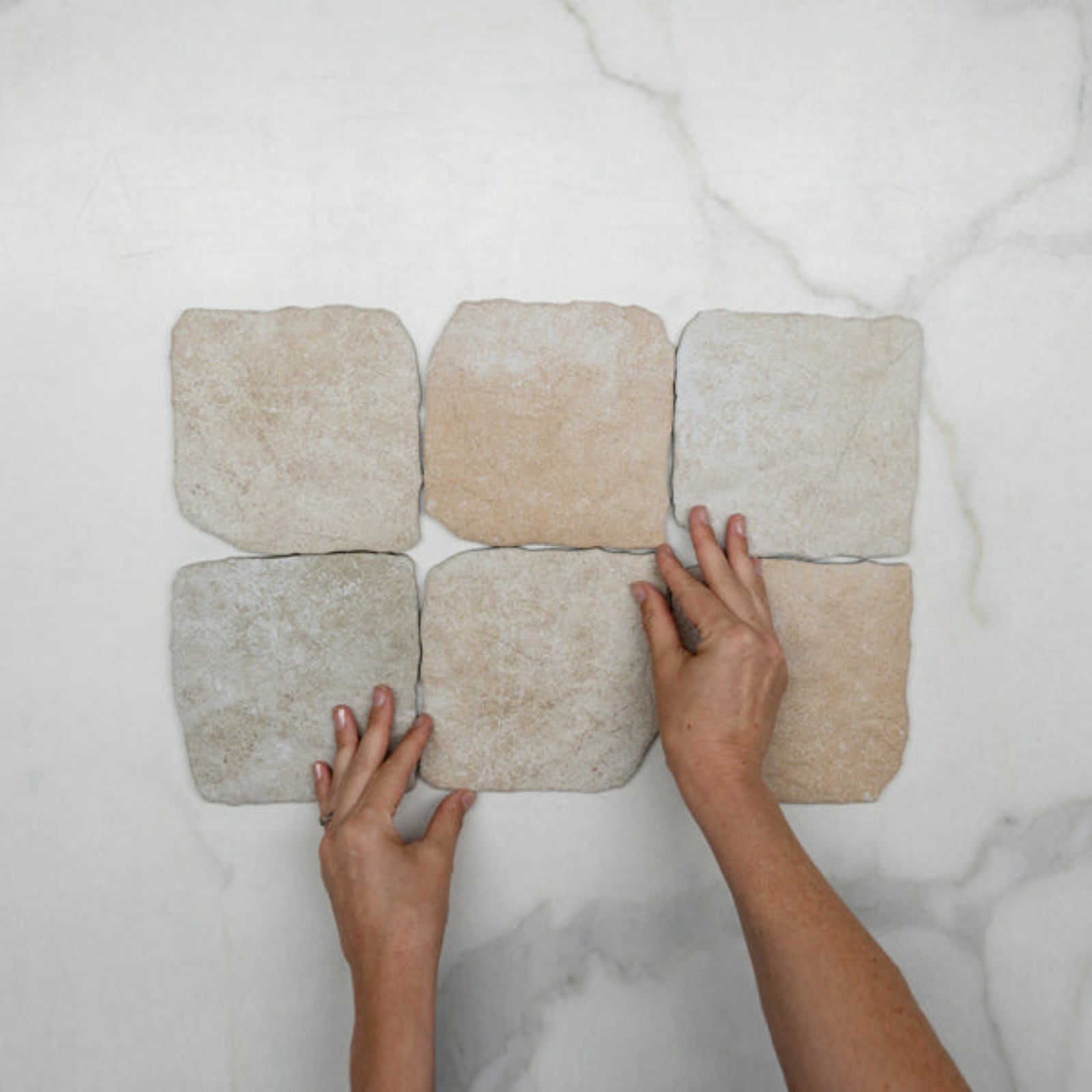 Looks With Hand Beige Settlers Cobble Stone 150 x 150mm Porcelain  - The Blue Space