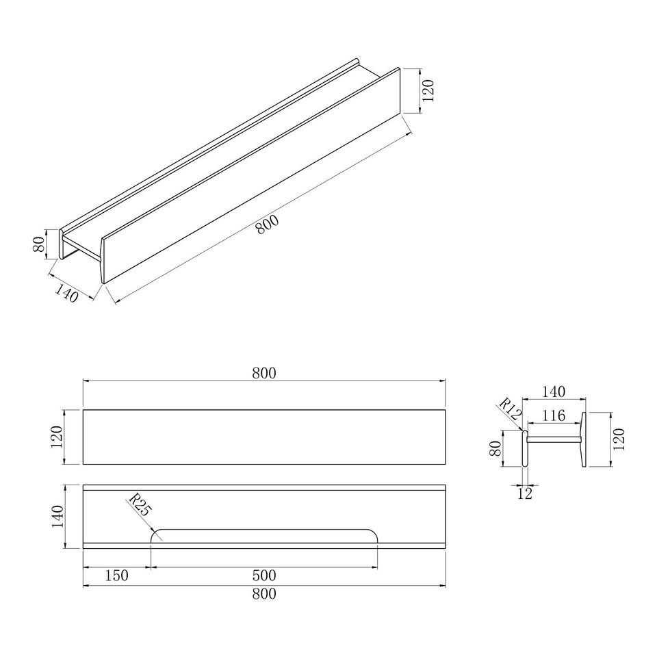 BelBagno H Collection Shelf 800