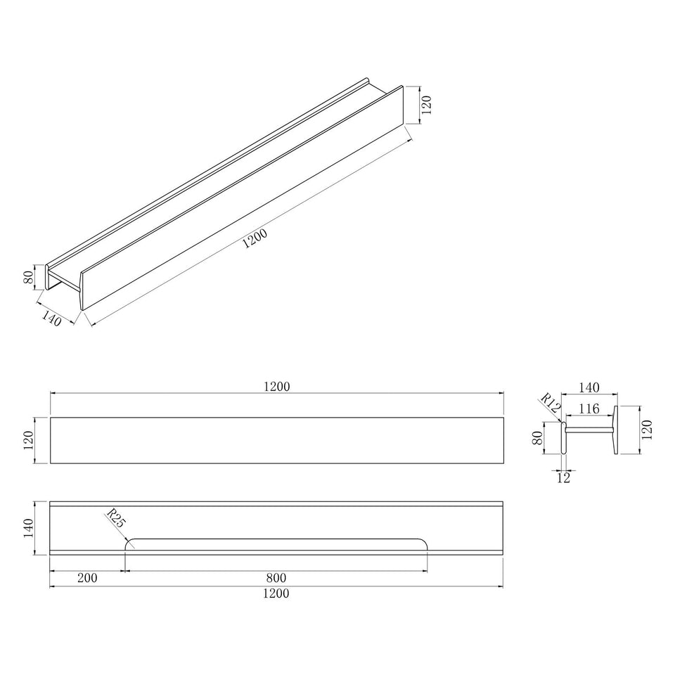 BelBagno H Collection Shelf 1200