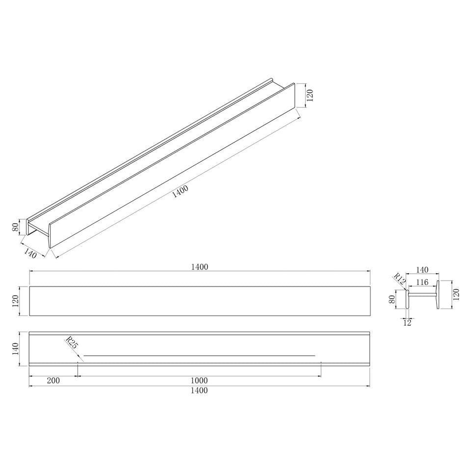 BelBagno H Collection Shelf 1400