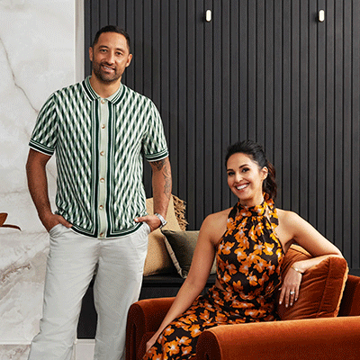 Benji and Zoe Marshall revealing their bathroom renovations with The Blue Space