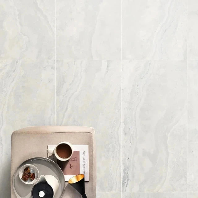 Bianco Ivy Vein Cut Travertine Tile Tech grip 300 x 600 x 10mm Porcelain