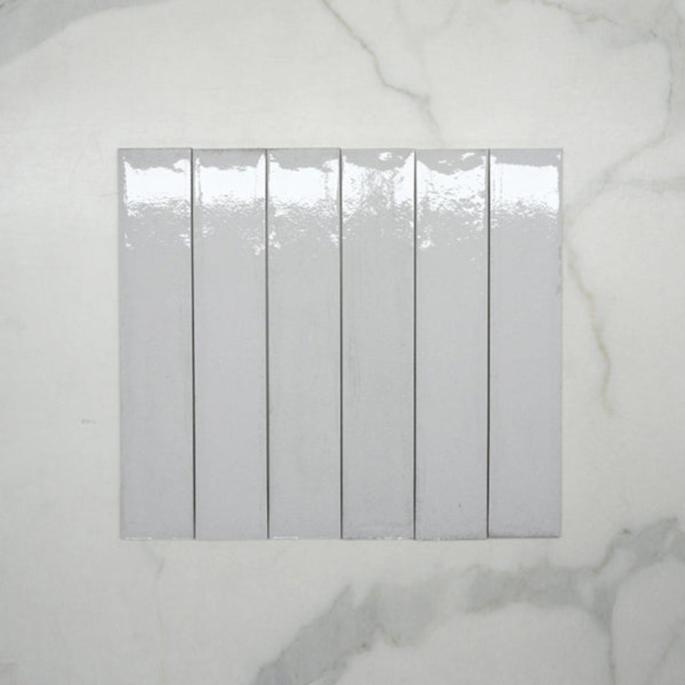 Bianco Theo Subway Tile 75 x 400mm Italian Porcelain