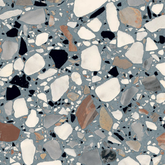 Blue Theo Terrazzo Tile Matt 200 x 200mm Porcelain