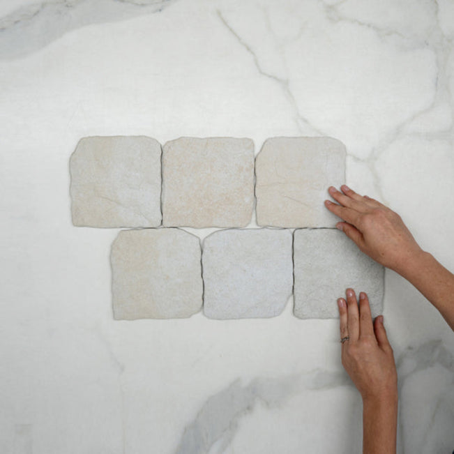 Pattern With Hand Bone Settlers Cobble Stone 150 x 150mm Porcelain  - The Blue Space